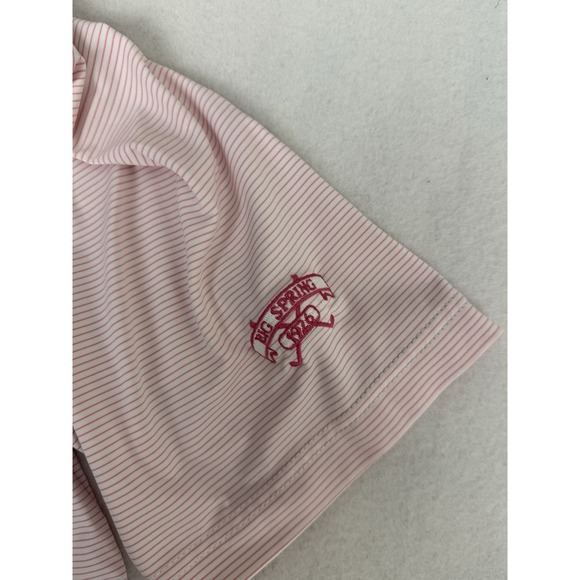 PETER MILLAR Summer Comfort STRIPED Pink & Wht Sz L Golf Business Casual - Picture 7 of 9